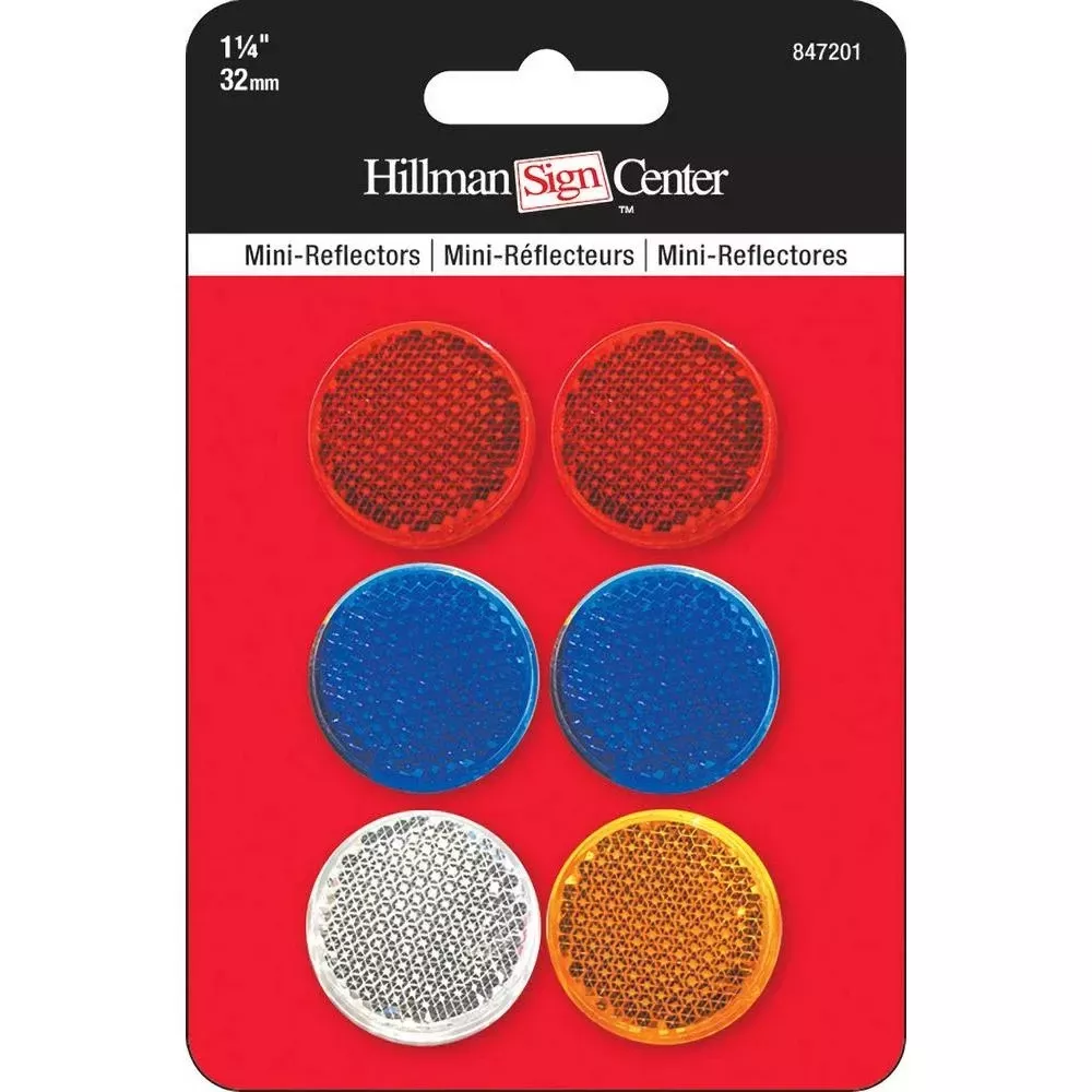 1.25 In. Round Assorted Reflectors 6 Pk