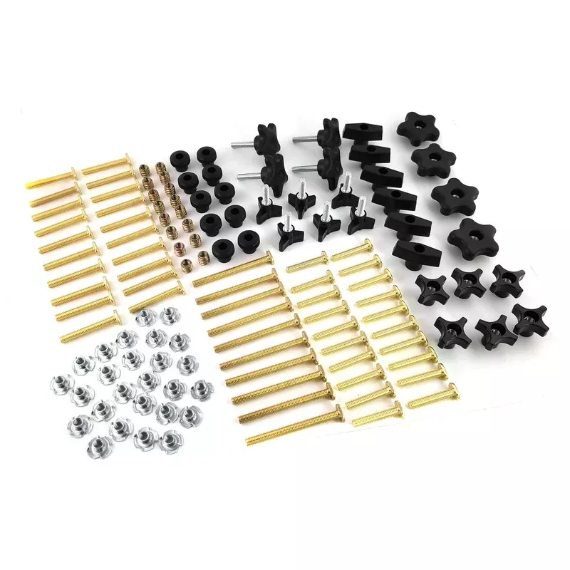 129 Piece Jig Fixture T Track Hardware Kit with Knobs, T Bolts, T Nuts, Threaded Inserts 1/4-20