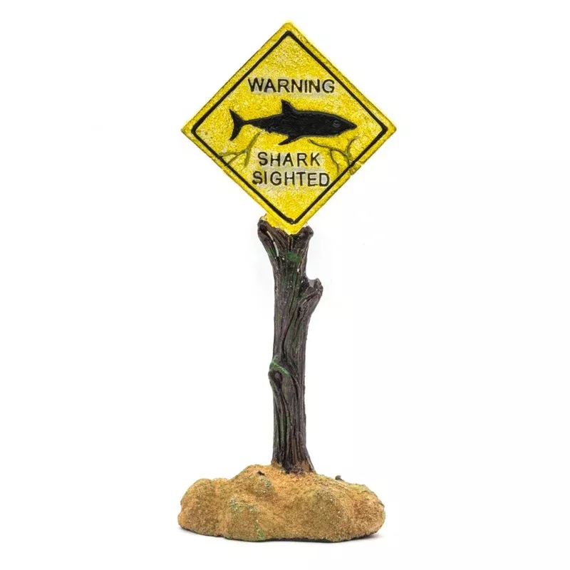 AquaSpectra Aquarium Ornaments Shark Warning Sign