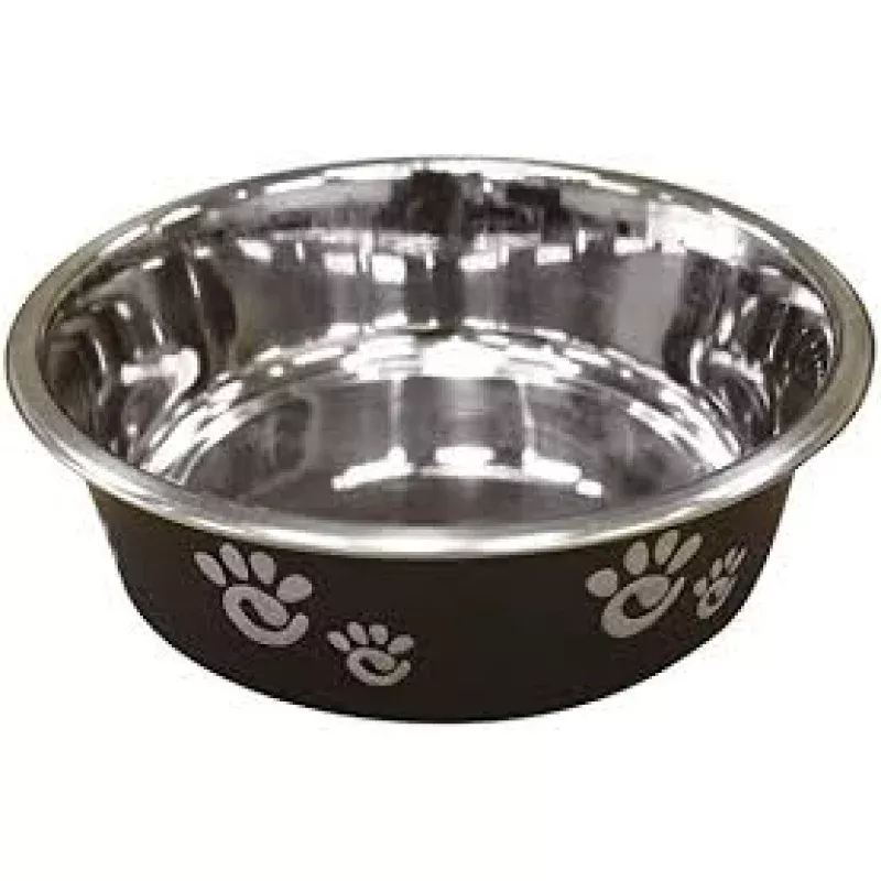 Barcelona Matte and Stainless Steel Pet Dish, Licorice