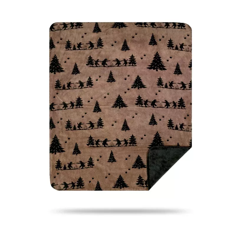 Bear Boogie Blanket 60″x72″ Taupe/Black