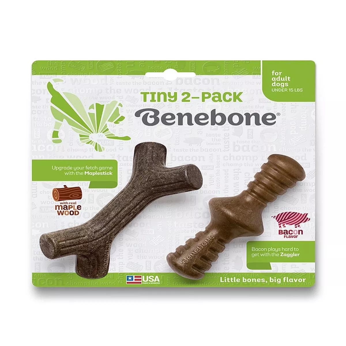Benebone Tiny Puppy 2-Pack – Maplestick & Bacon Zaggler