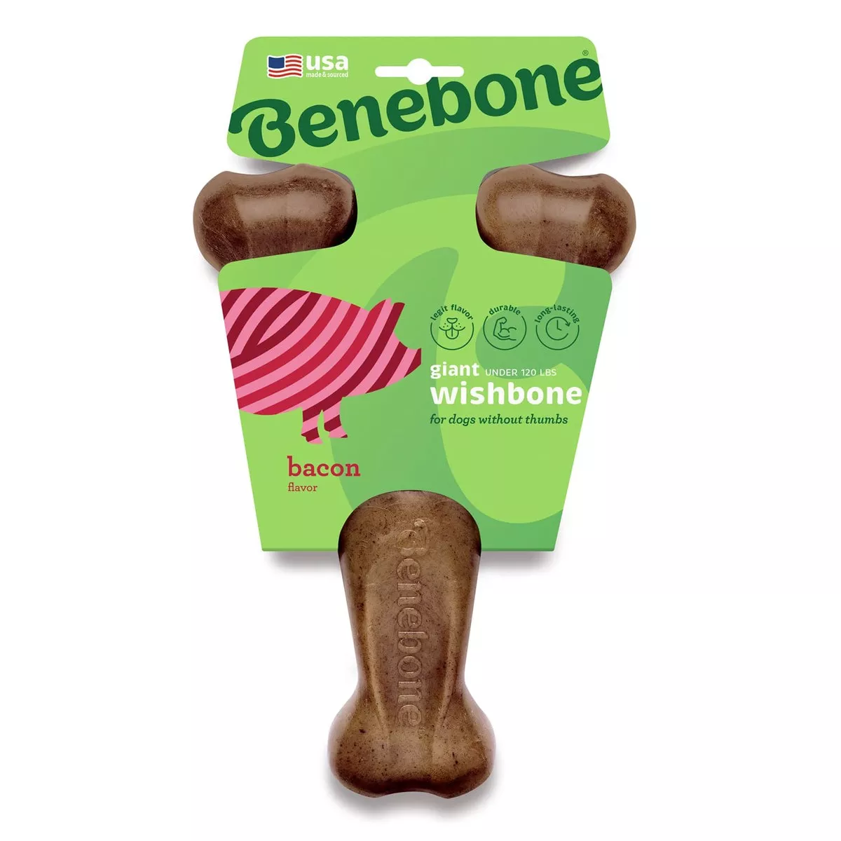 Benebone Wishbone Dog Chew Toy Bacon