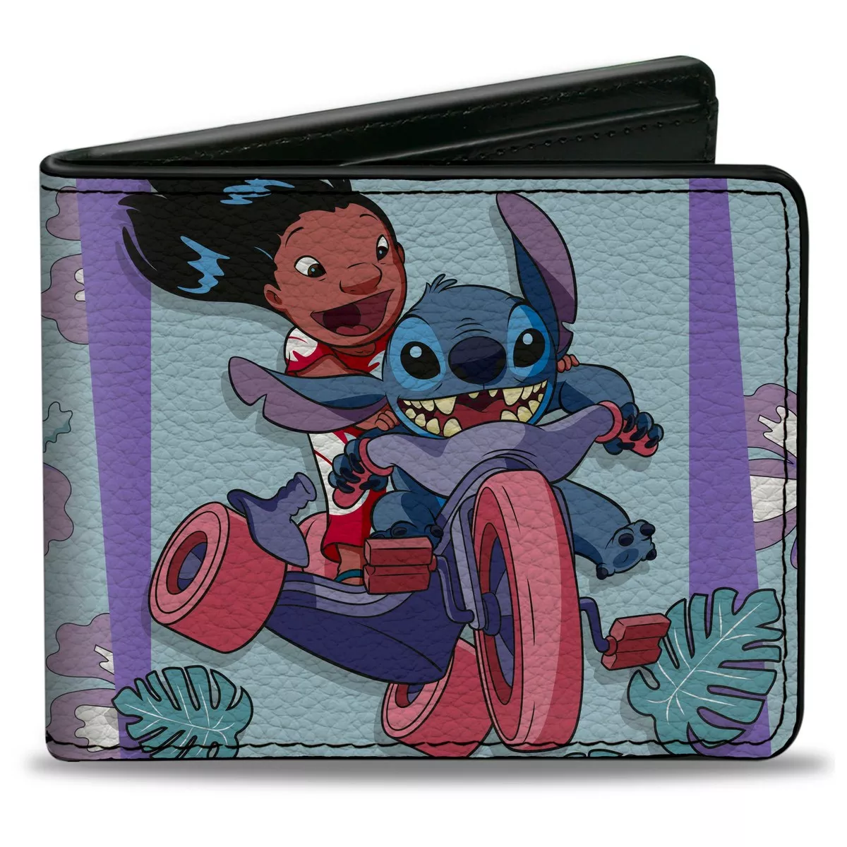 Bi-Fold Wallet - Lilo & Stitch Big Wheel and Singing Poses Blues/Lavender
