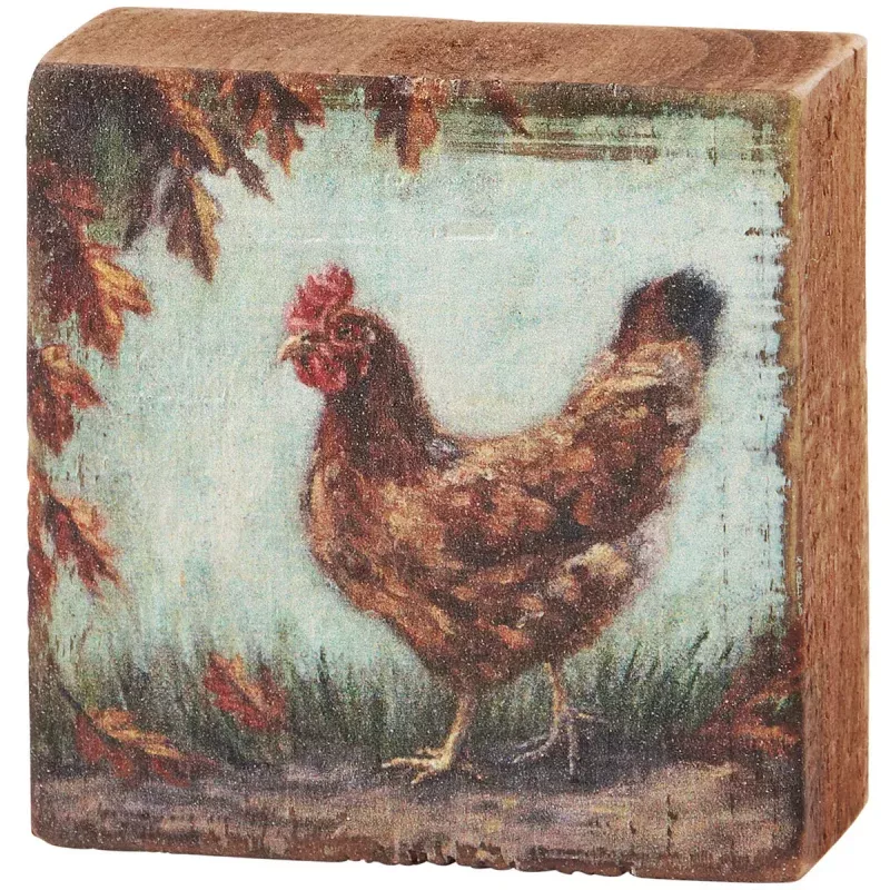Block Sign - Fall Chicken 3" x 3"