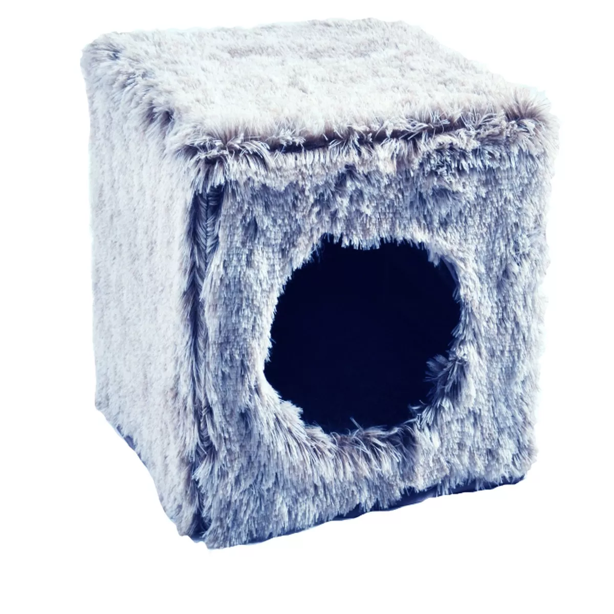 Bobby Cube Furry Cat Box Bicolour Black