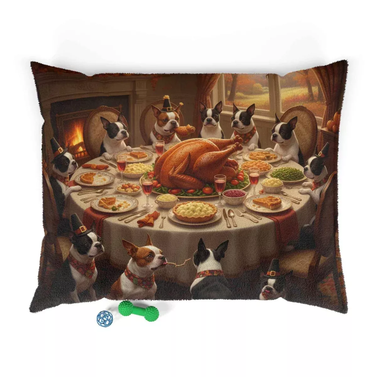 Boston Terrier Thanksgiving Dinner Pet Bed