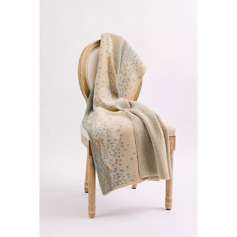 Brevard in Oatmeal and Artistry Blue Knit Blanket