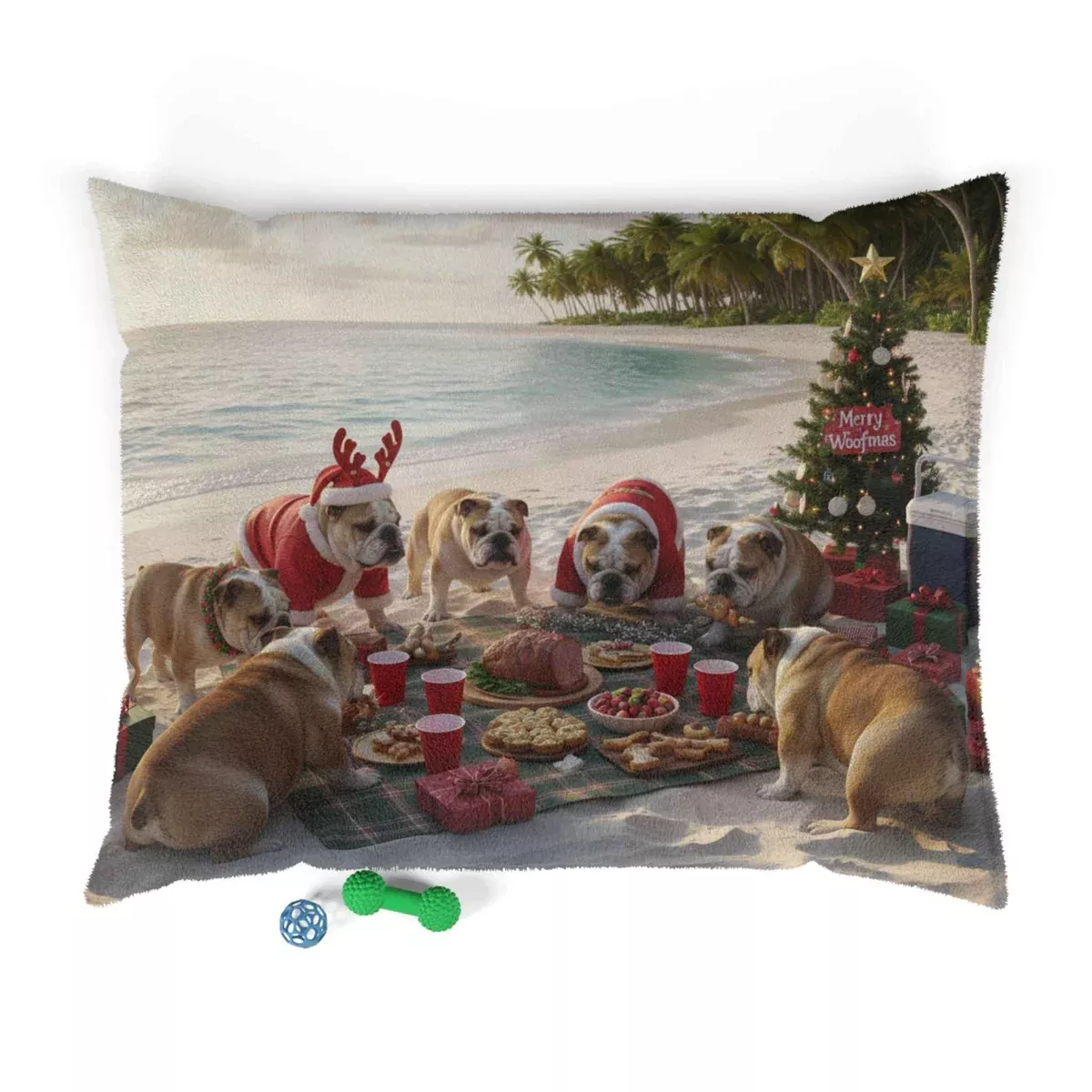 Bulldogs Beach Holiday Picnic Pet Bed
