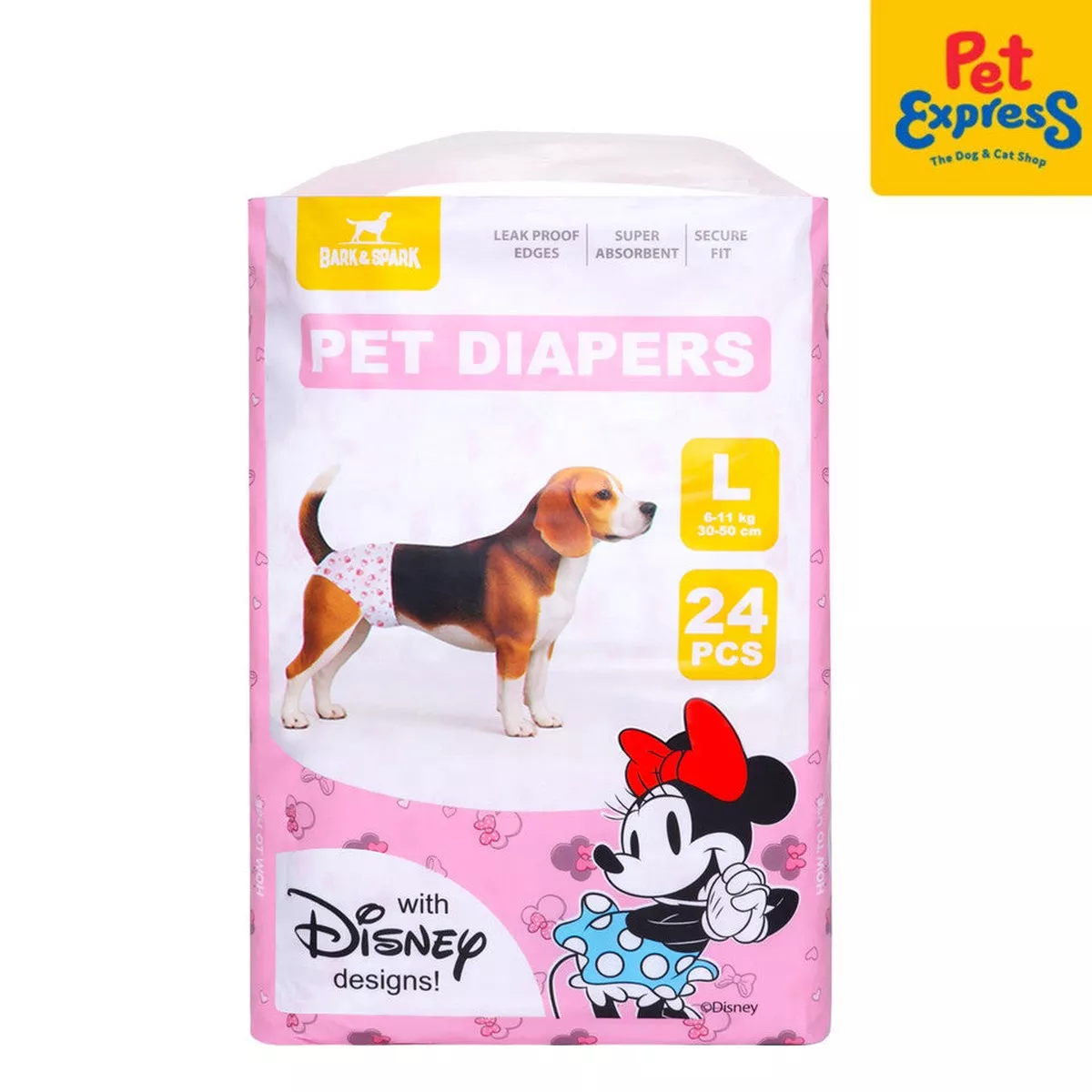 BUY 1 GET 1 Bark and Spark Disney Minnie Mouse Pet Diaper 24s Large