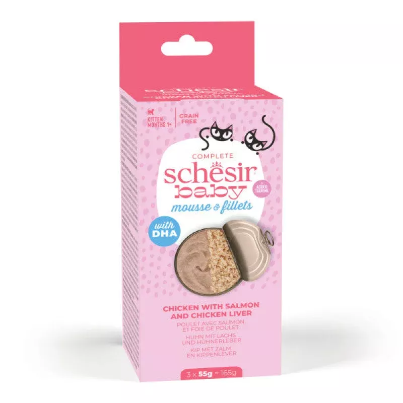 CHICKEN WITH SALMON AND CHICKEN LIVER MOUSSE E FILLETS 3X55G IN CAN