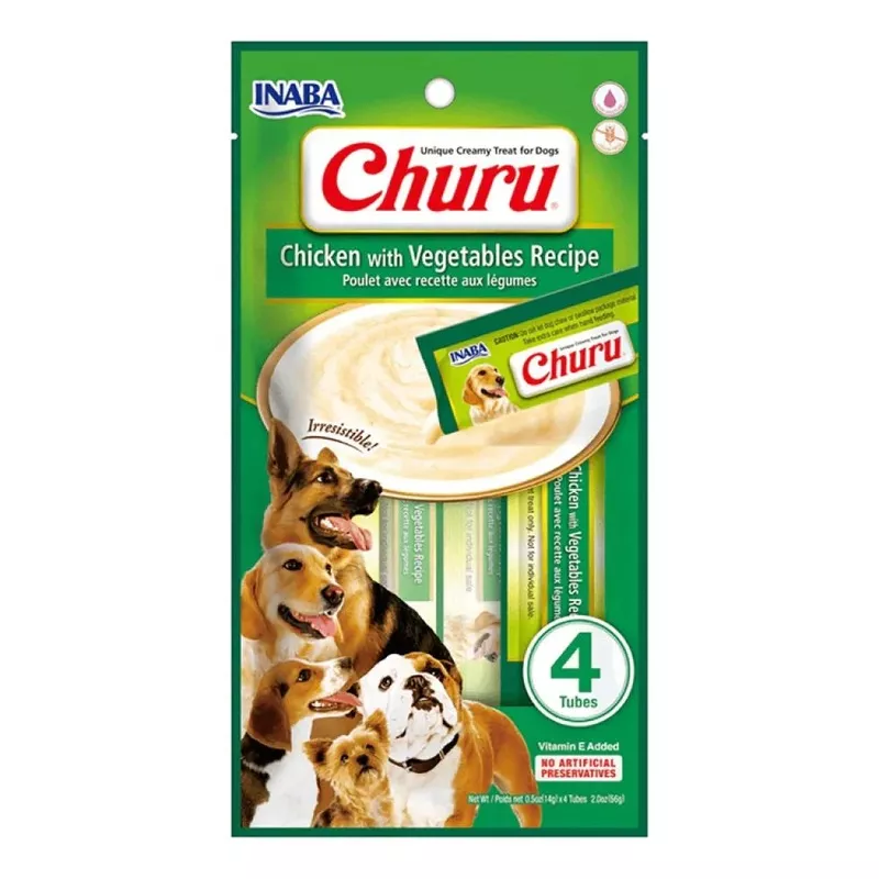 Churu Dog Treats Chicken with Vegetables Recipe (1-4Tubes)