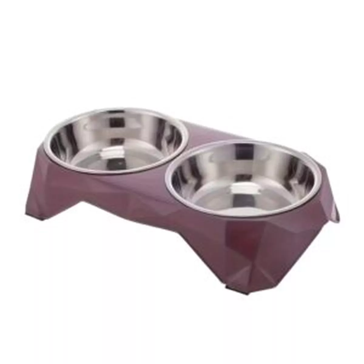 Cozy Paws Double Steel Pet Bowls Purple