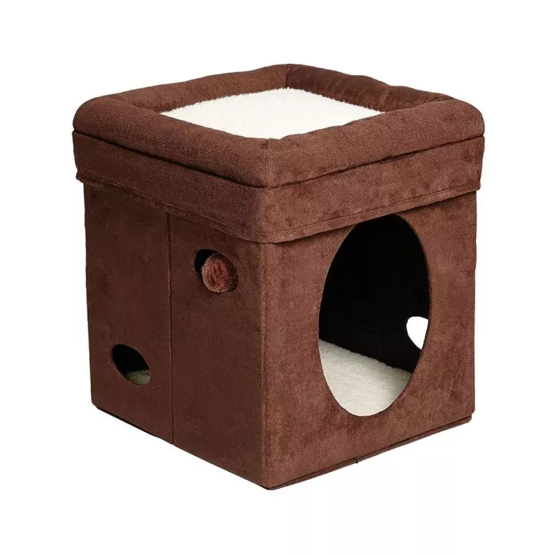Curious Cat Cube Brown