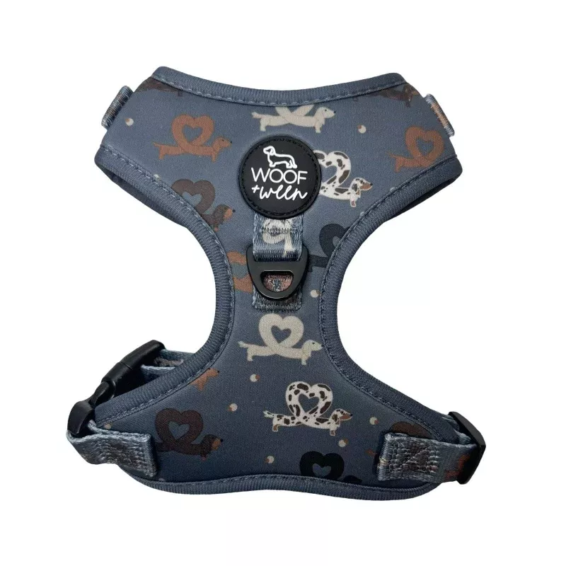 Dachshund Adjustable Harness - I HEART DACHSHUNDS Dusty Blue