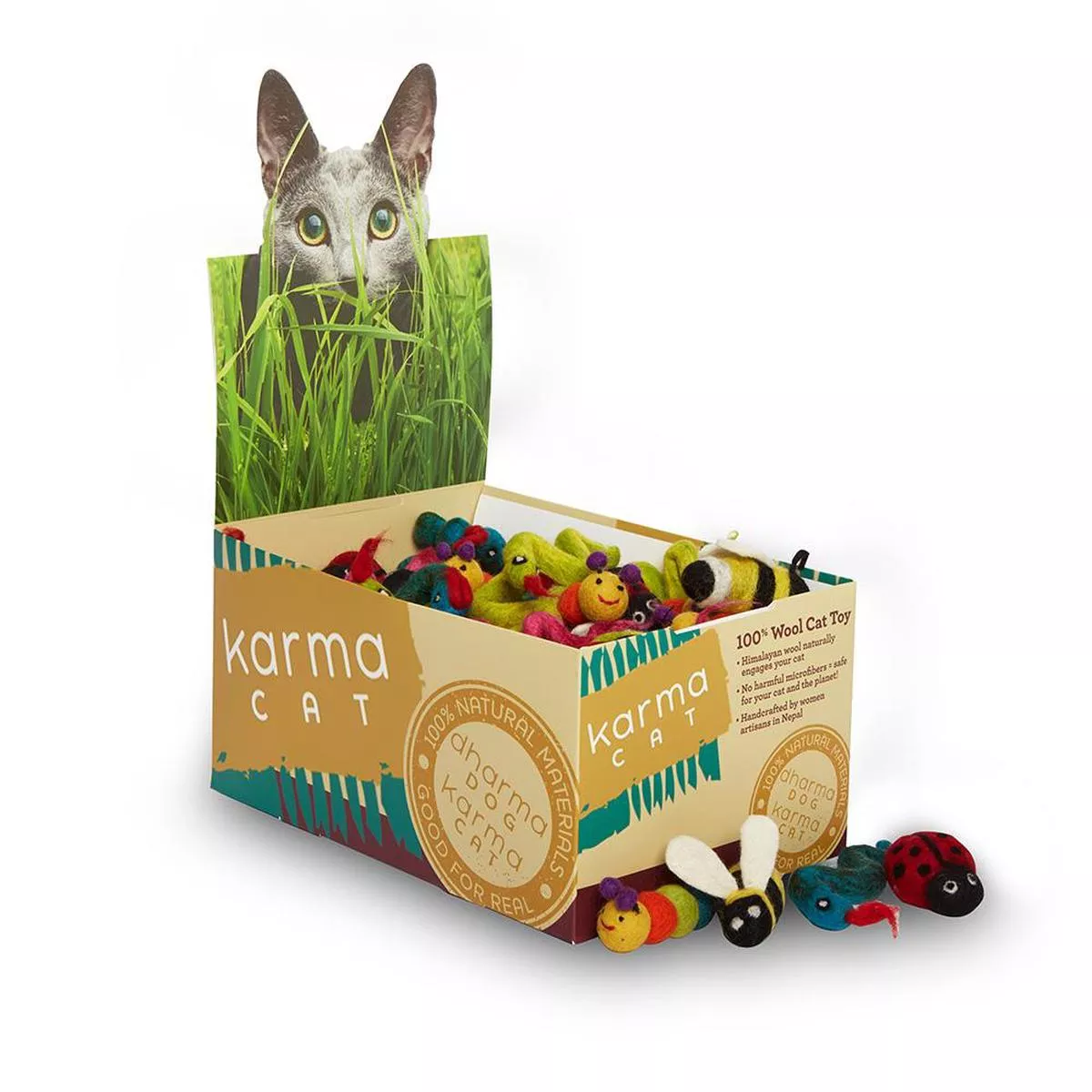 Dharma Dog Karma Cat Wool Backyard Cat Toy, Assorted