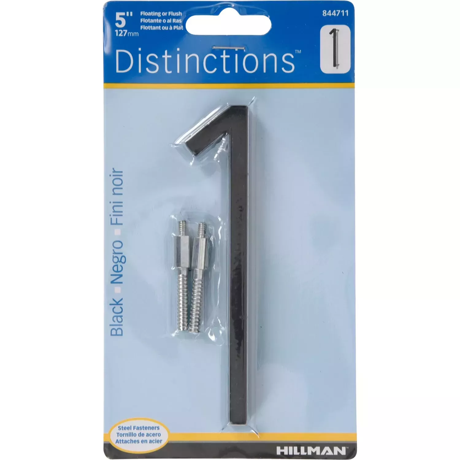 Distinctions 5 In. Black Steel Screw-on Number 1 1 Pc