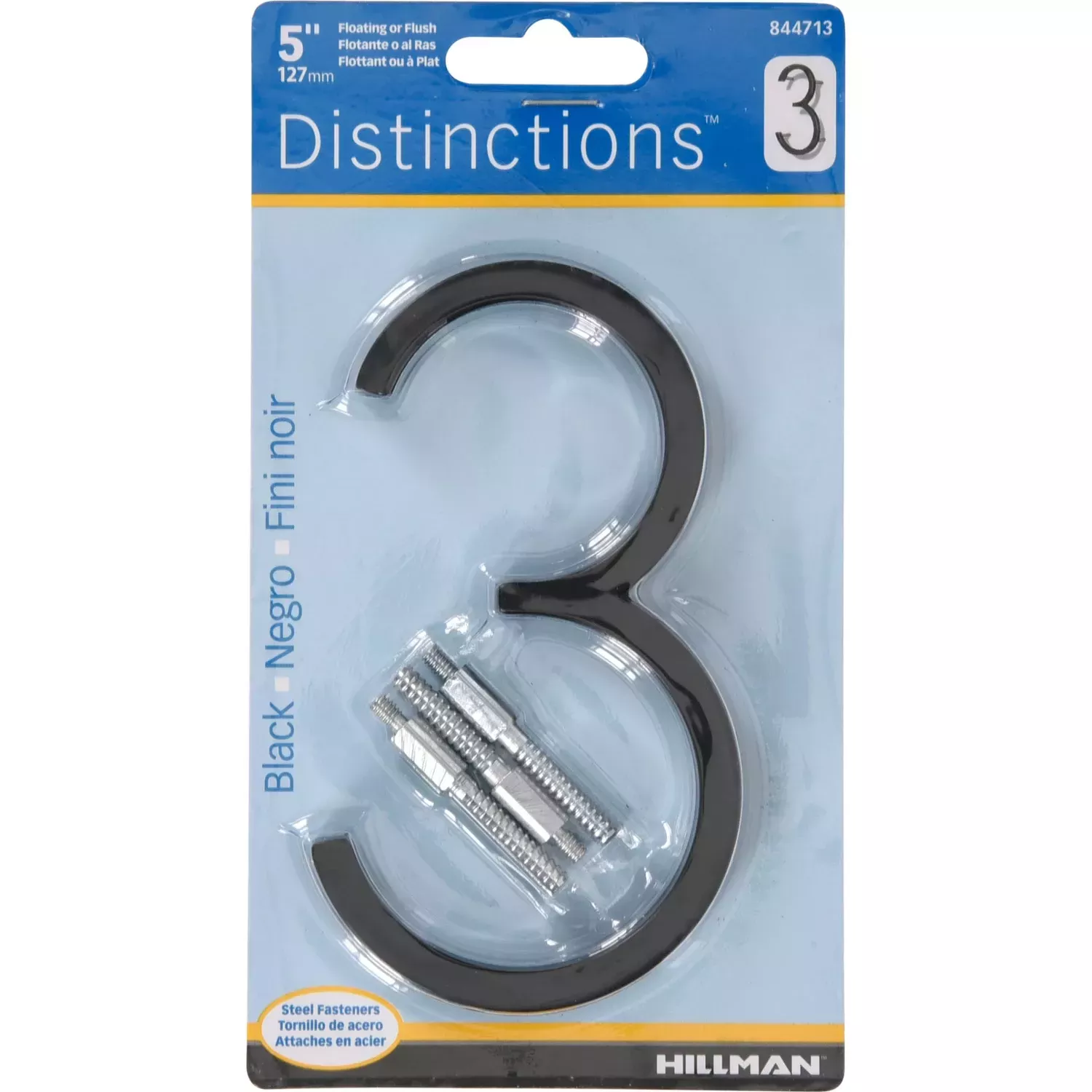 Distinctions 5 In. Black Steel Screw-on Number 3 1 Pc