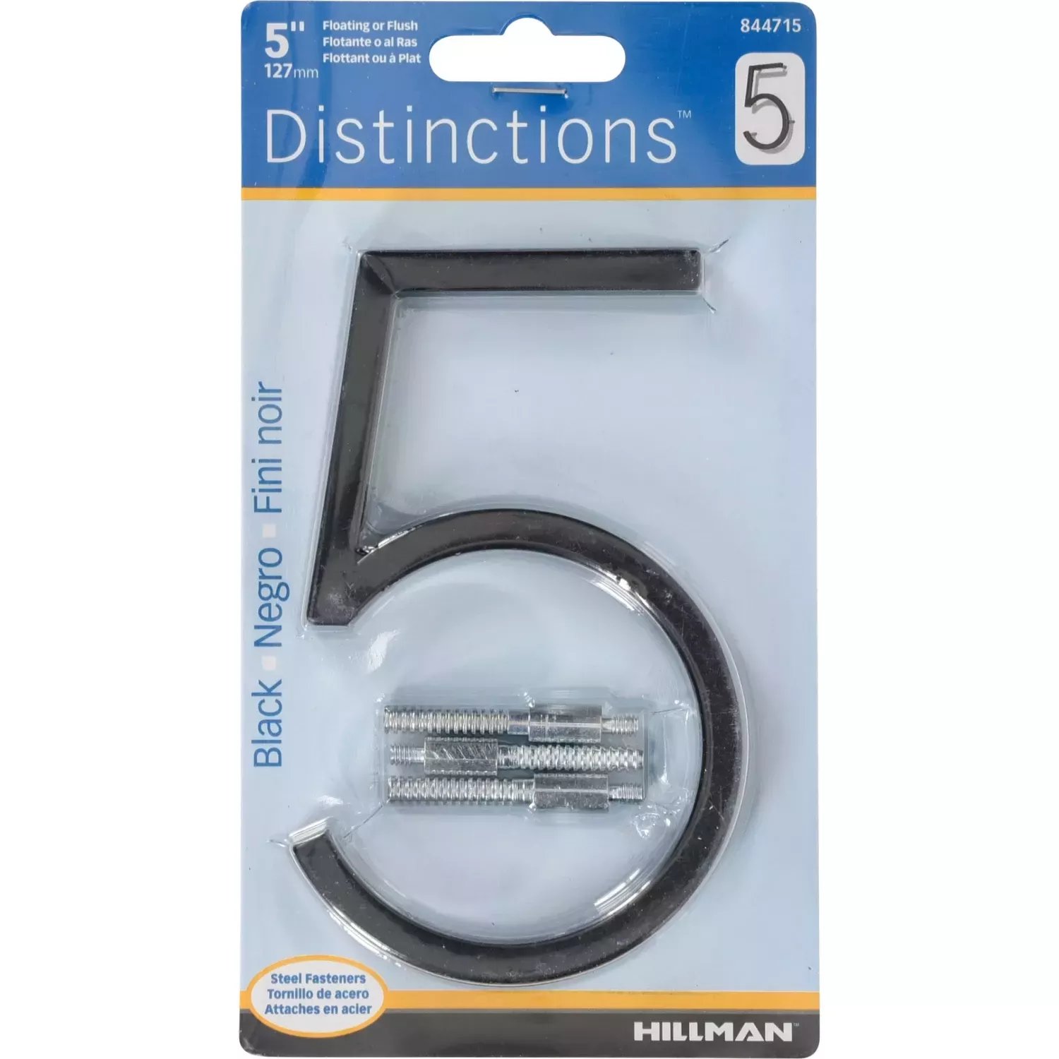 Distinctions 5 In. Black Steel Screw-on Number 5 1 Pc
