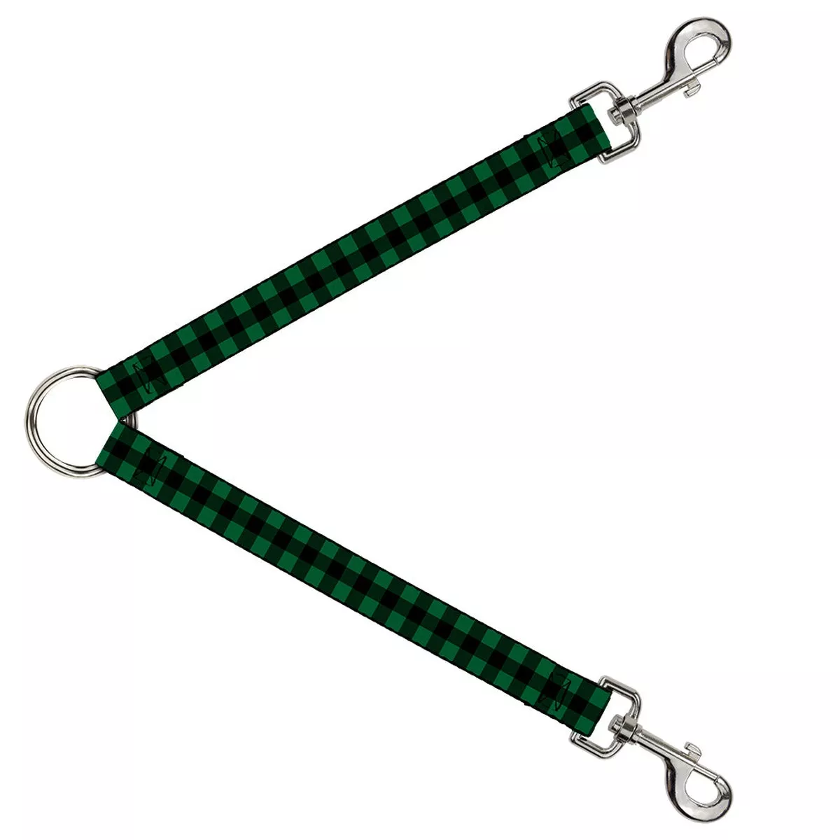 Dog Leash Splitter - Buffalo Plaid Black/Green