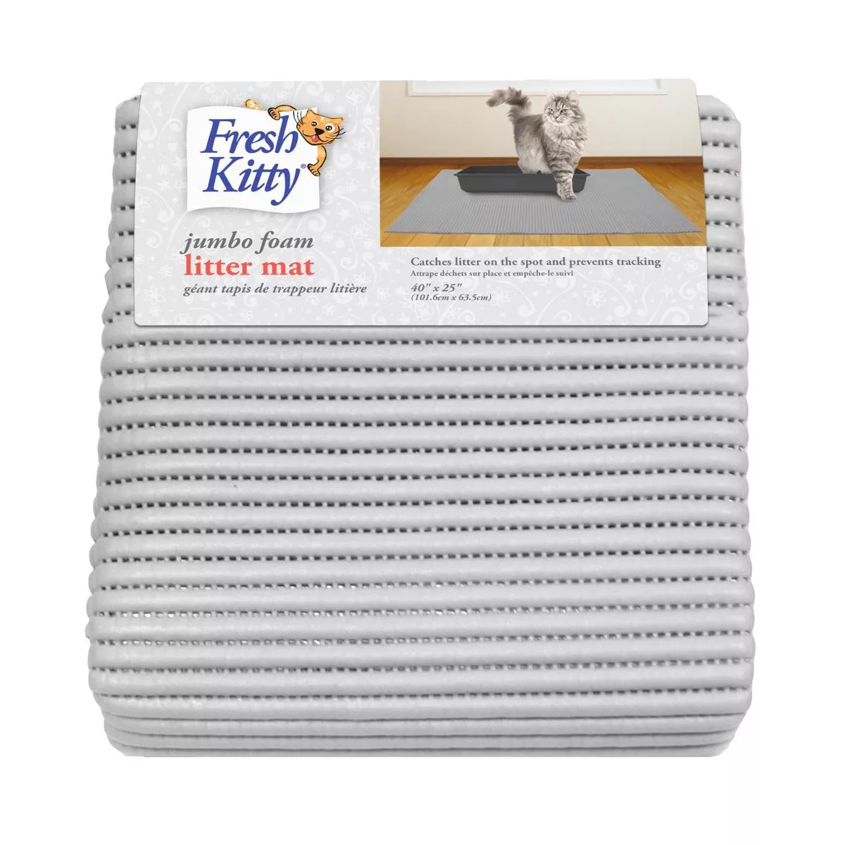 Fresh Kitty Jumbo Foam Cat Litter Mat, Gray, Jumbo