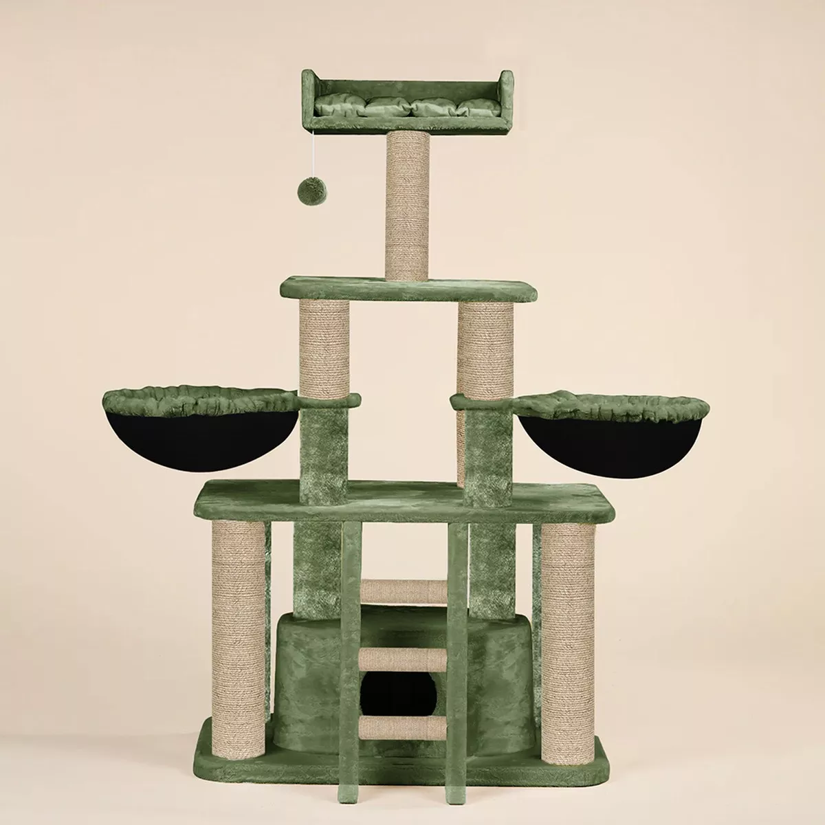 Furrlovers Fur Fabric Cat Tree with Hammocks, Condo & Jute Rope Scratching Posts (Grey)