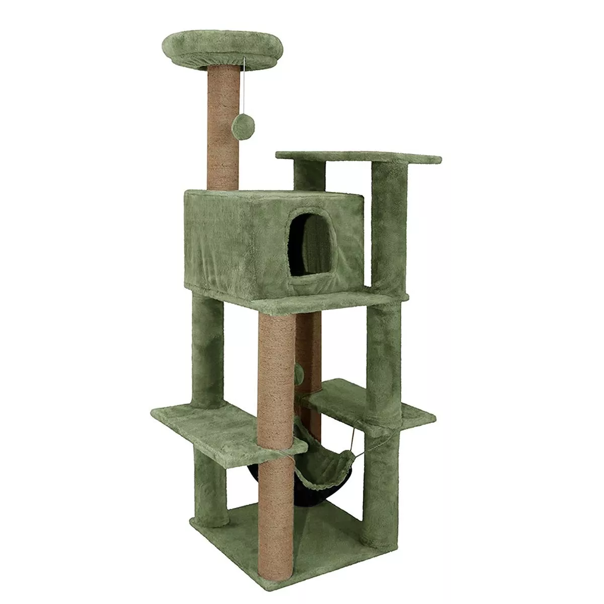 Furrlovers Multilevel Soft Fur Cat Tree with Condo, Hammock & Sisal Scratching Posts (Brown)
