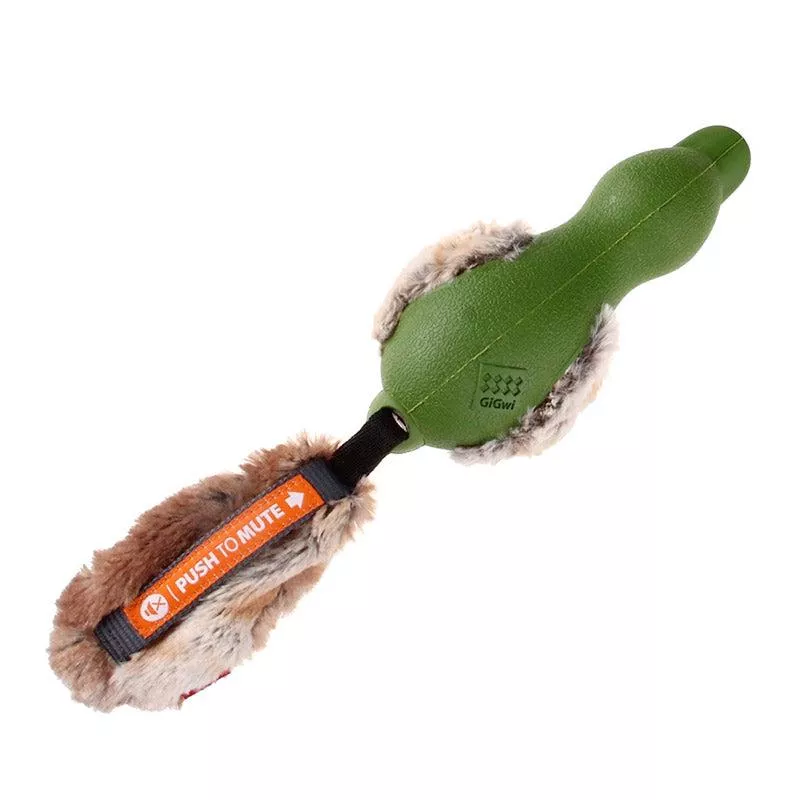 Gigwi – Push To Mute Duck With Plush Tail Green