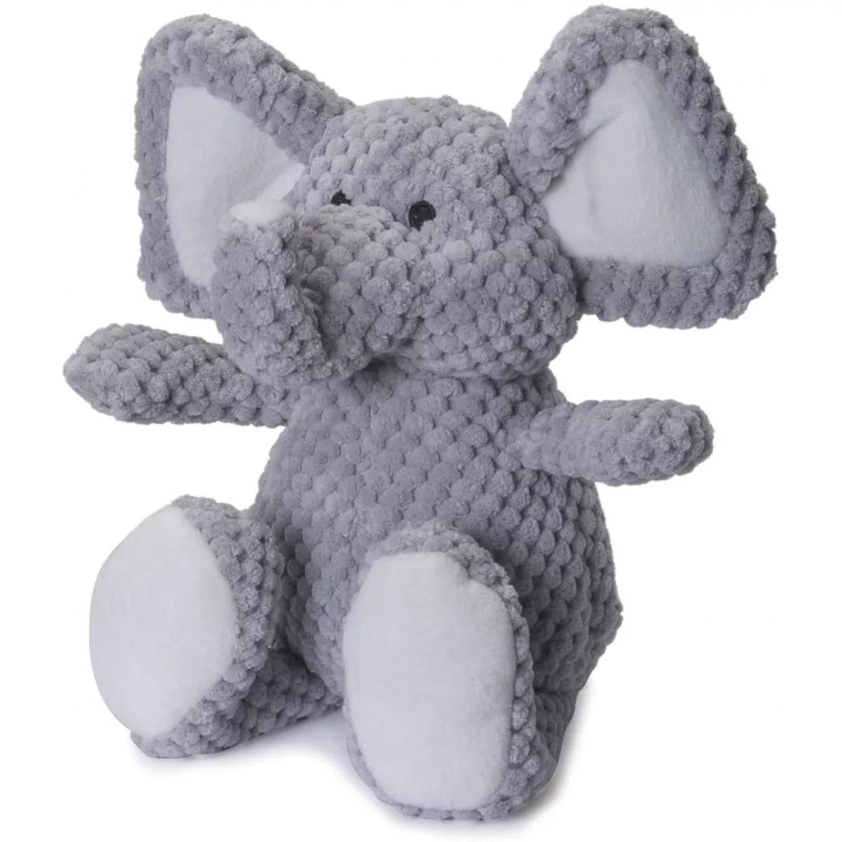 GoDog CheckersElephant with Chew Guard Technology,Durable Plush Squeaker Dog Toy