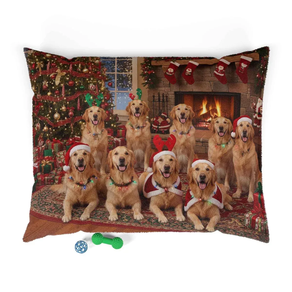Golden Retrievers Holiday Portrait Pet Bed