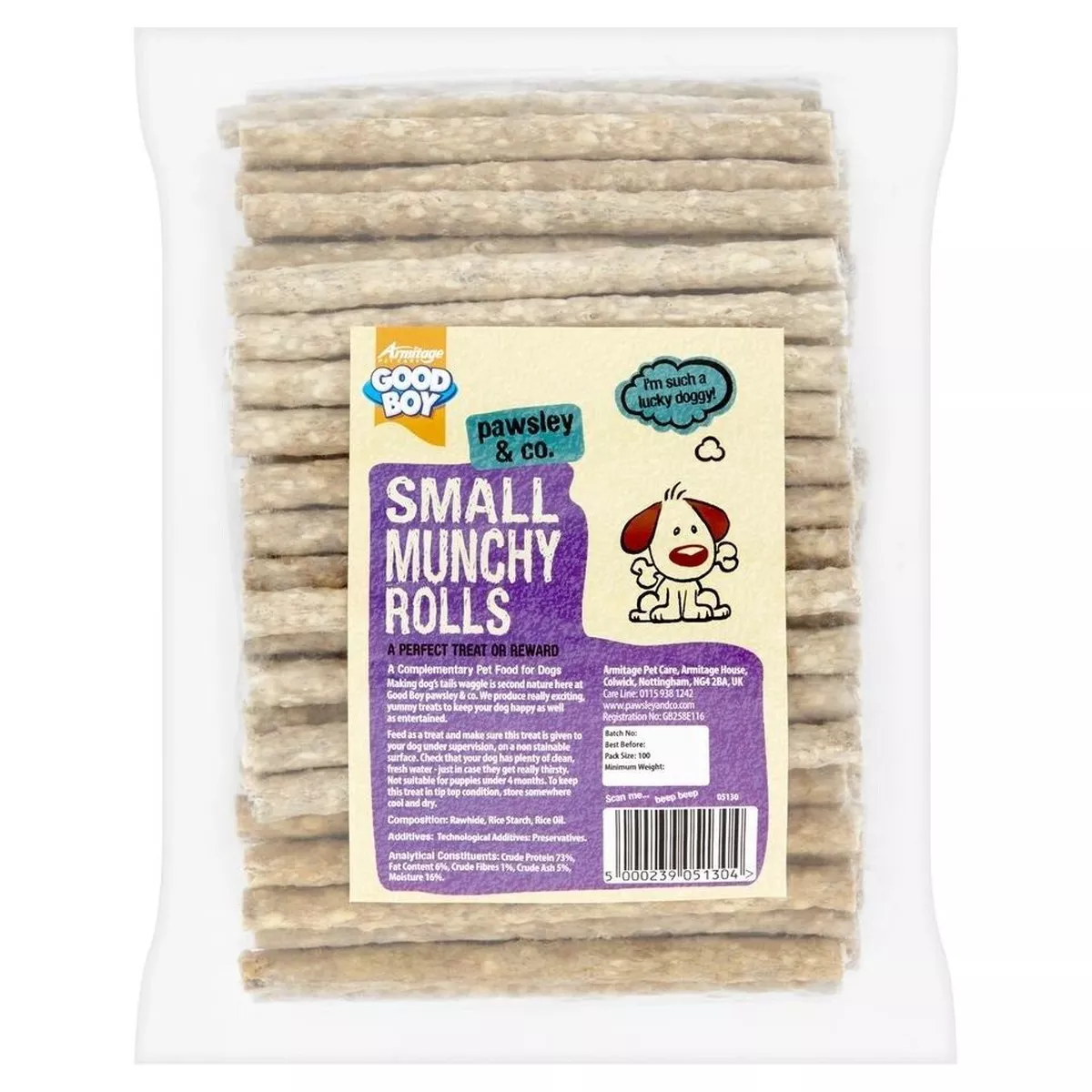 Good Boy Munchy Rolls Natural 12cm X 9-10mm 100pack
