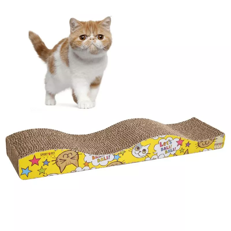Goofy Tails Wave Shaped Scratcher For Cats (Yellow) Yellow