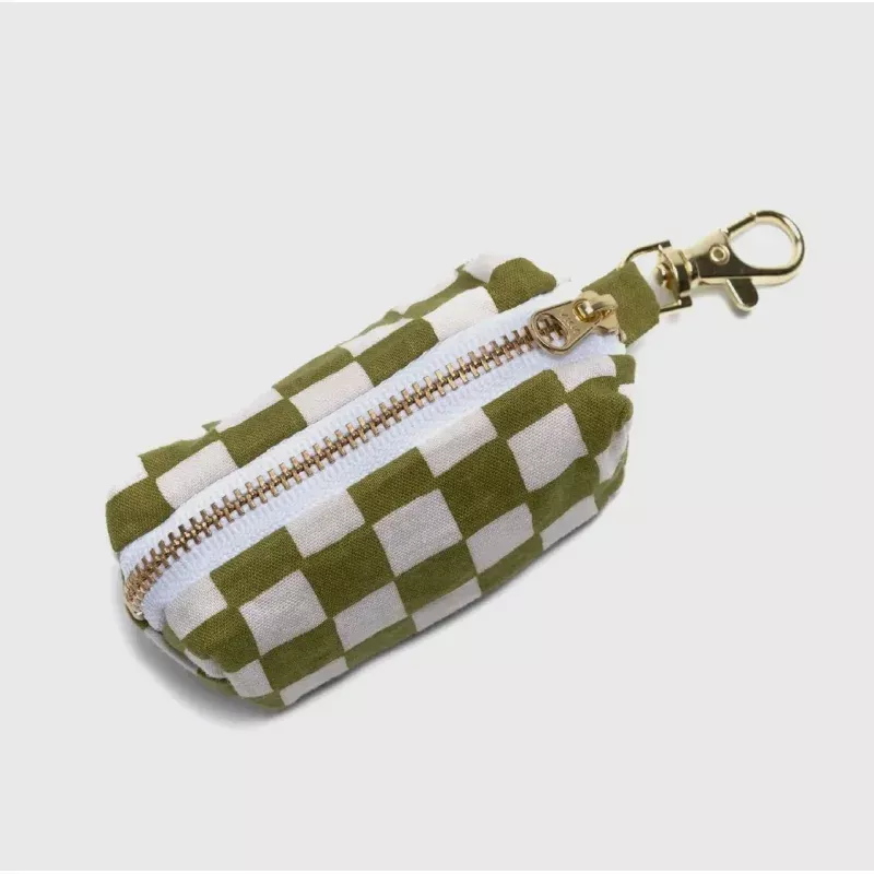Green Checkered Poop Bag Holder