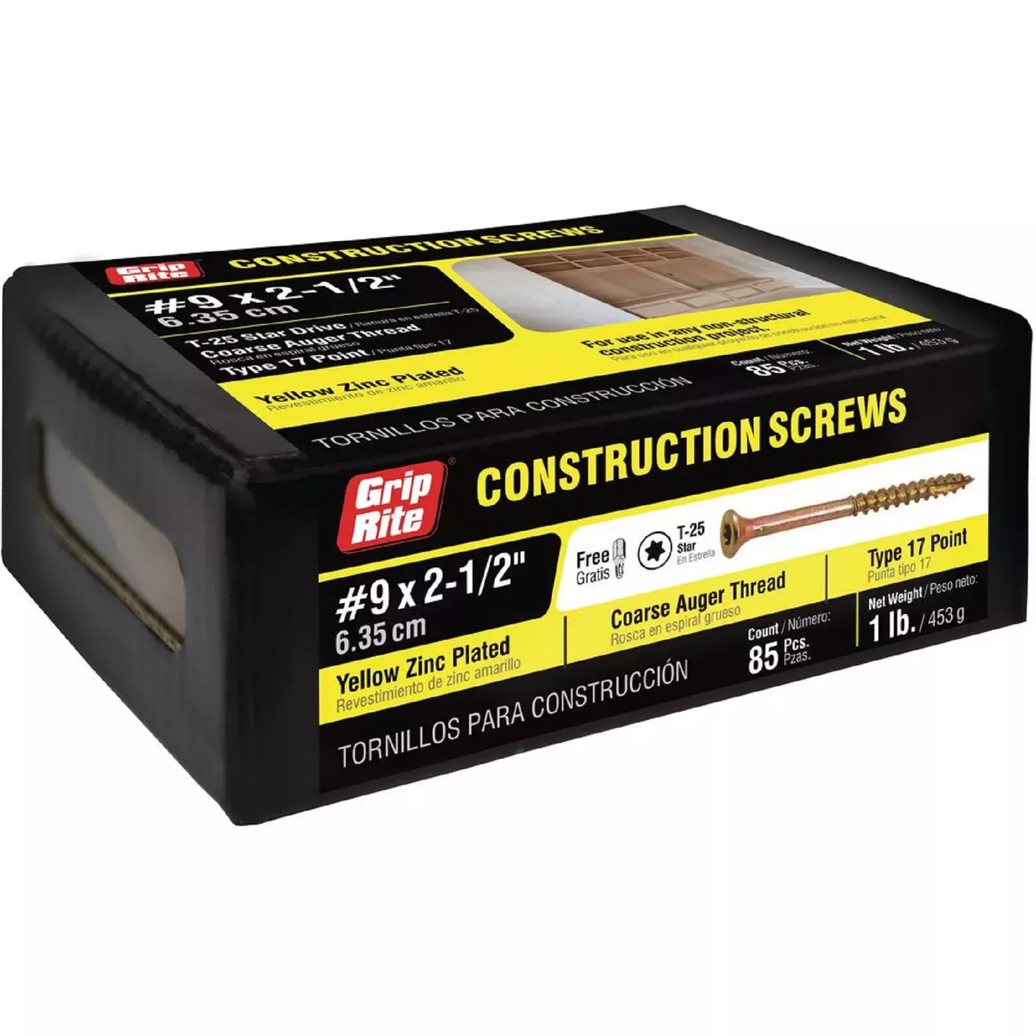Grip-rite No. 9 X 2-1/2 In. L Star Flat Head Coarse Construction Screws