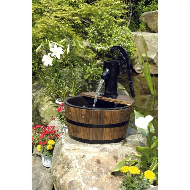 Heissner Water Features Single Wooden Barrel