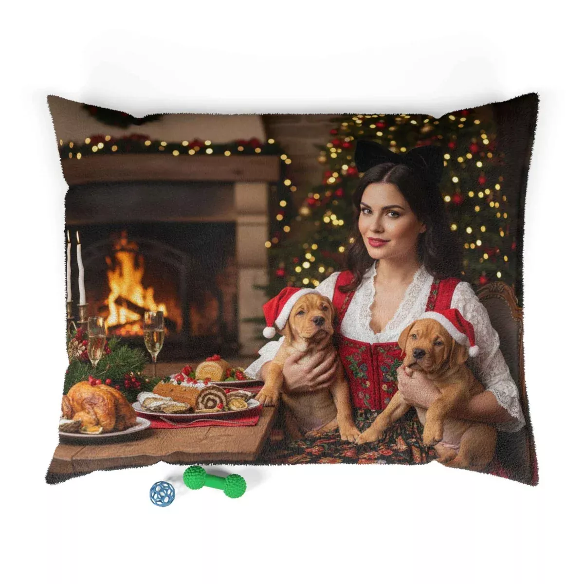 Holiday Fireplace Cozy Pet Bed