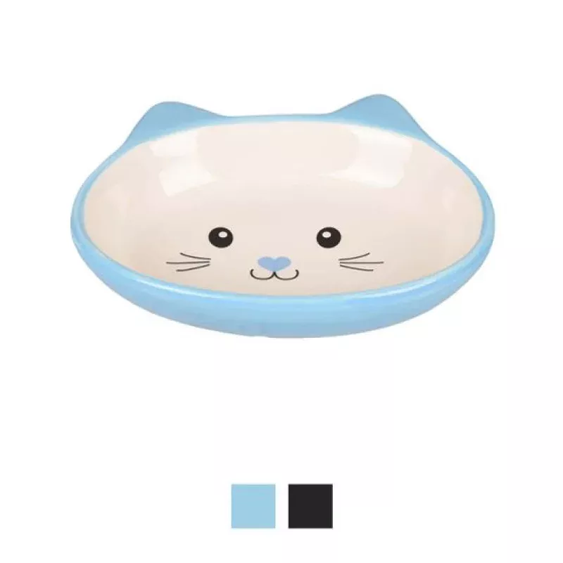 Isa Ceramic Cat Bowl Blue