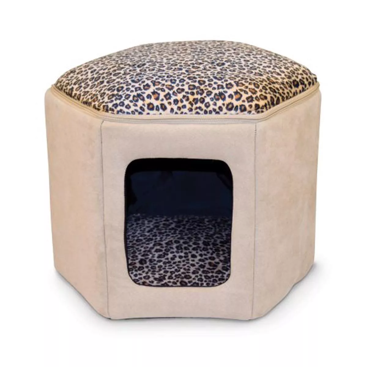 K&H Unheated Kitty Clubhouse, Tan/Leopard Print – Default Title