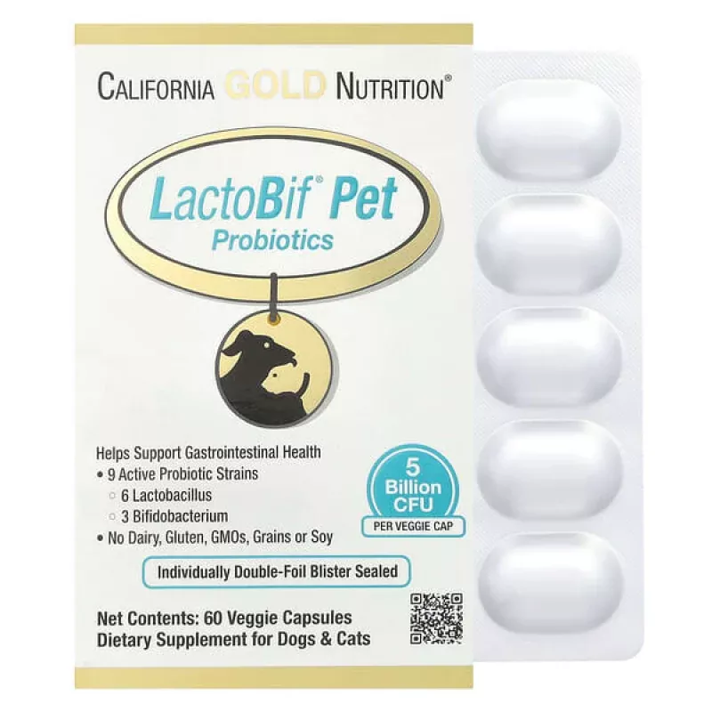 LactoBif Pet Probiotics 5 Billion CFU (60 Veggie Capsules)