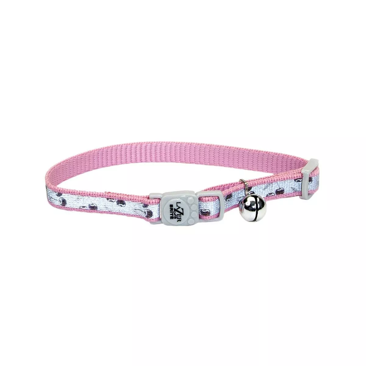 Lazer Brite Reflective Adjustable Breakaway Cat Collar, Pink Cherries, 3/8-in