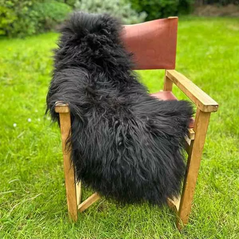 ‘Lou Lou’ Jet Black Natural Sheepskin Rug