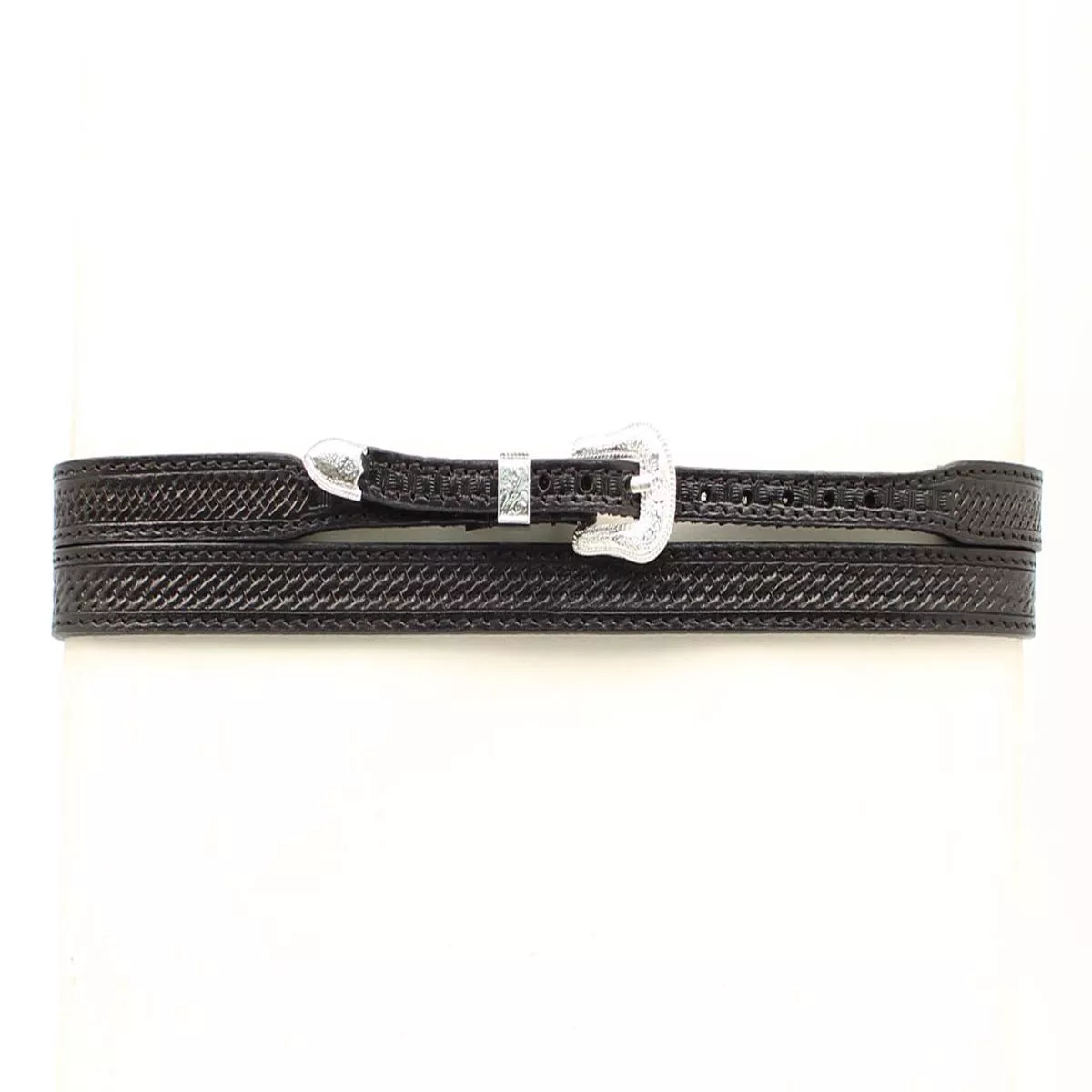 M & F Black Leather Woven Hat Band