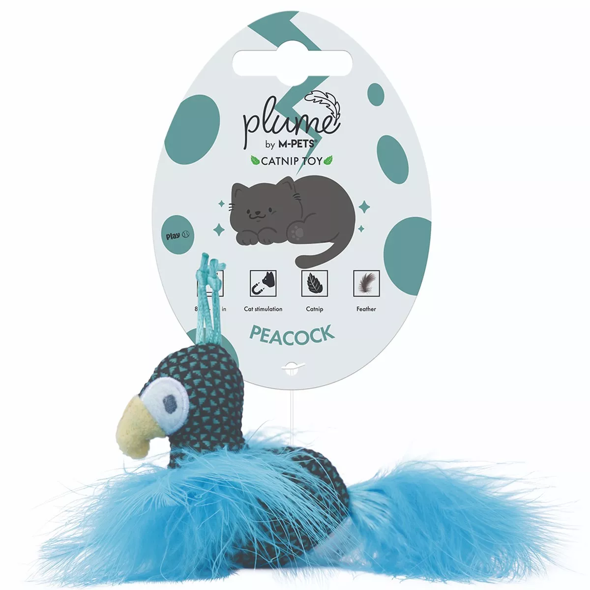 M Pets Plume Peacock Catnip Toy for Cats (Blue)