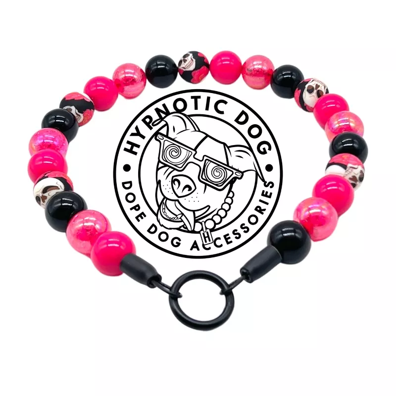 Magenta Sugar Skull Bead Collar