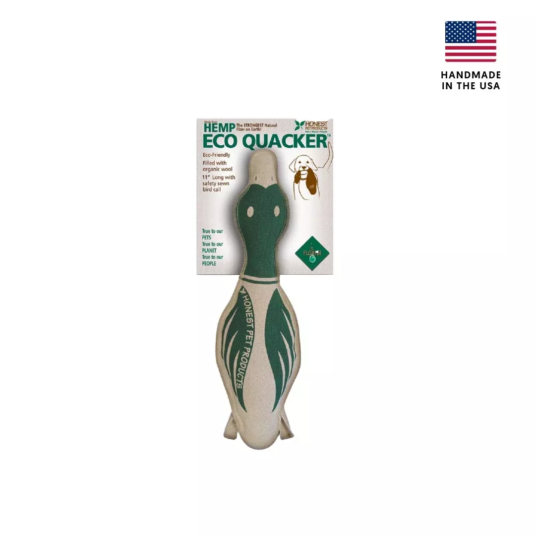 Natural Duck Dog Toy - Eco-Quacker Squeaky Toy