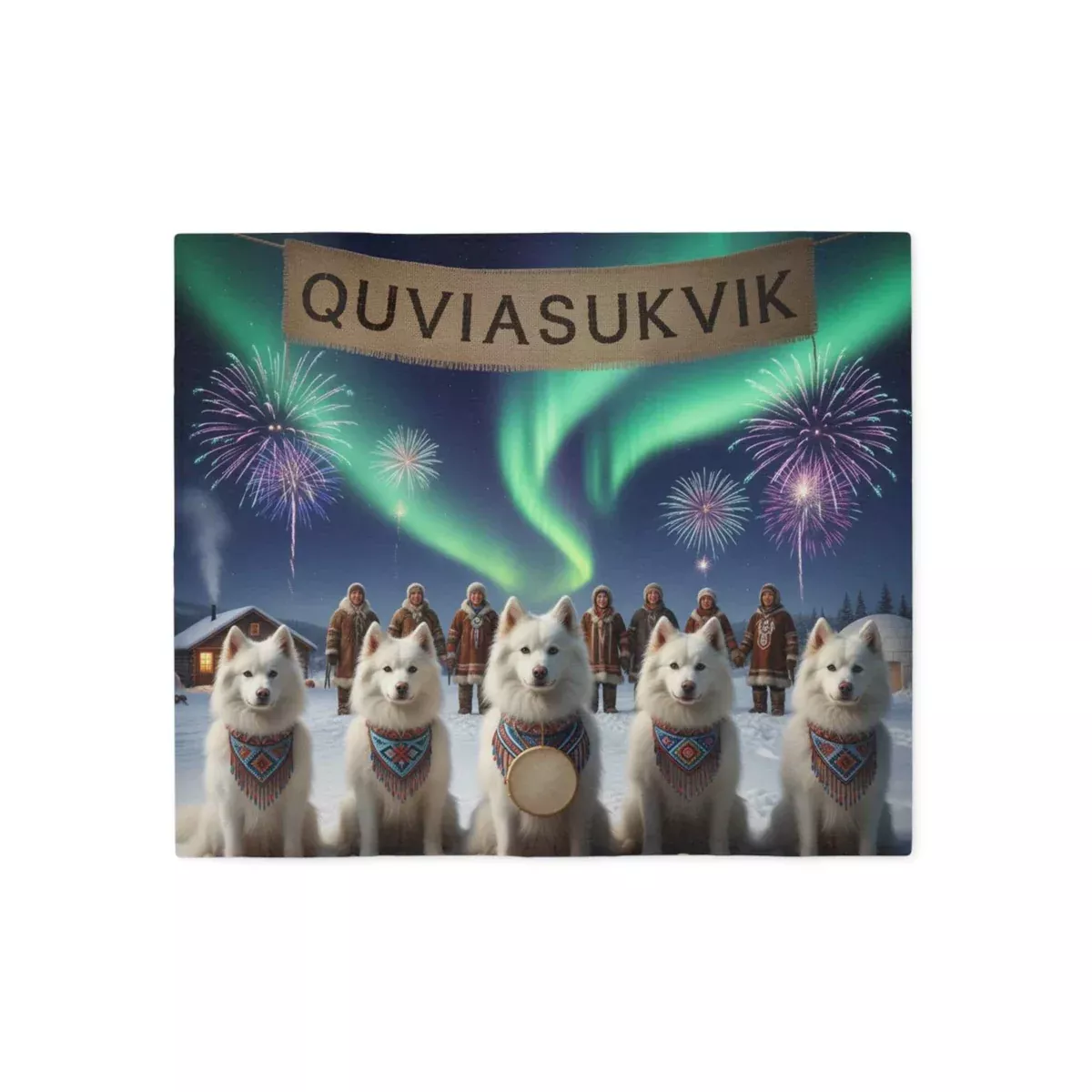 Northern Lights American Eskimo Dogs Blanket