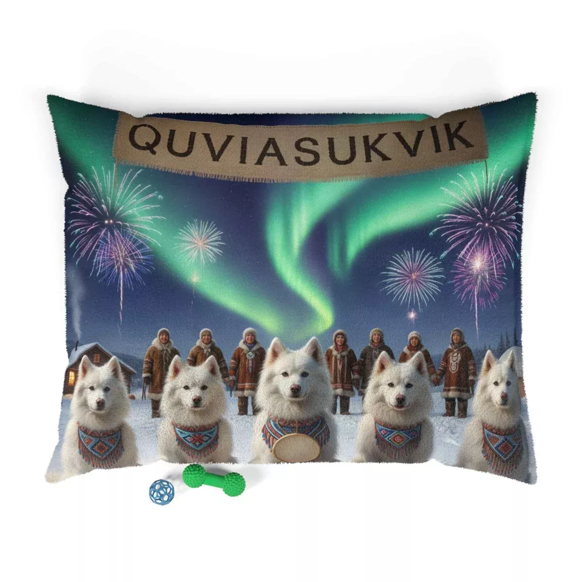 Northern Lights American Eskimo Dogs Pet Bed