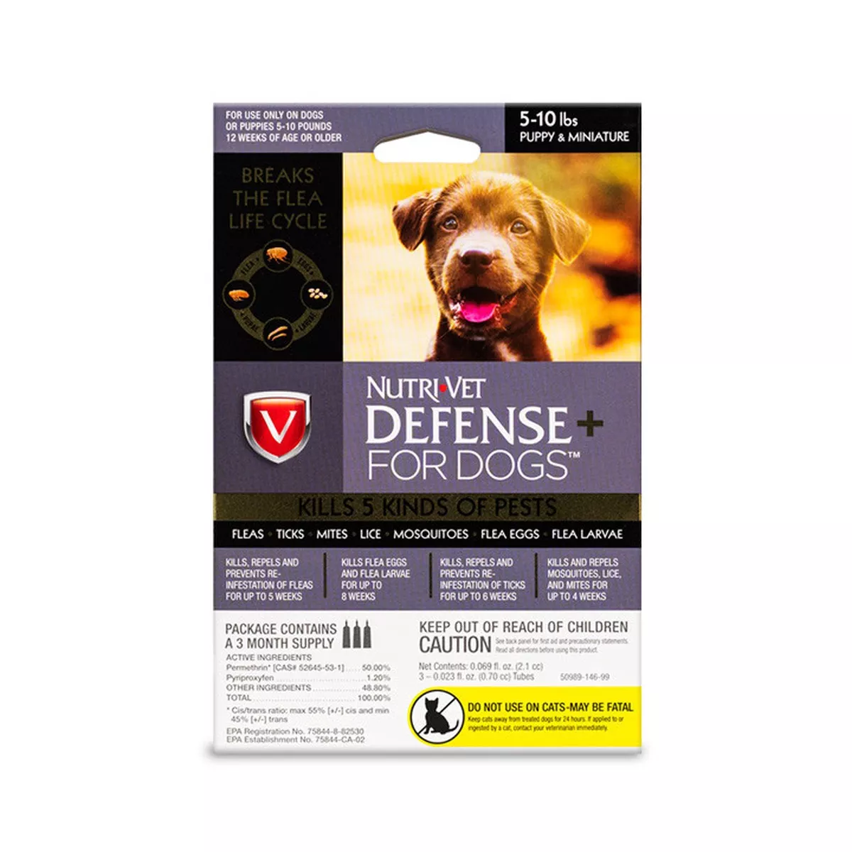 NutriVet Defense Plus Flea & Tick for Puppy/Mini Dogs 3pack