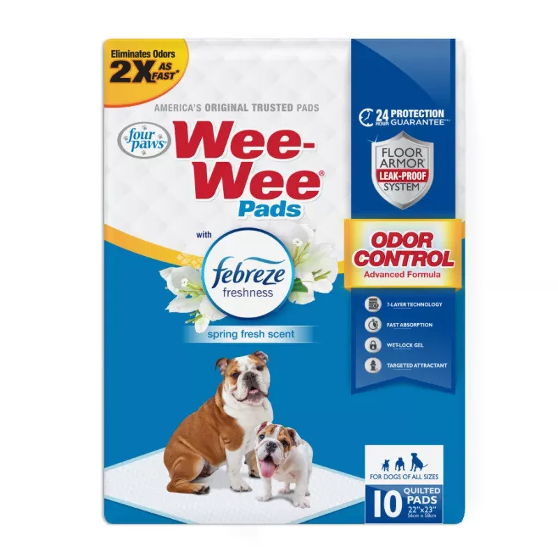 Odor Control Dog Training Pads with Febreze Freshness, 10 ct