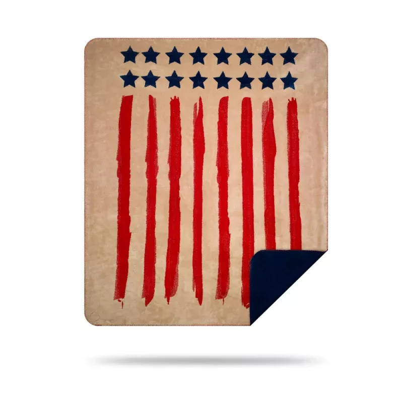 Old Glory Blanket 60″x72″ Cashew/Dark Red/Atlantic Blue